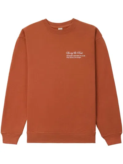 Sporty And Rich Tennis Script Crew-neck Sweatshirt In Orange