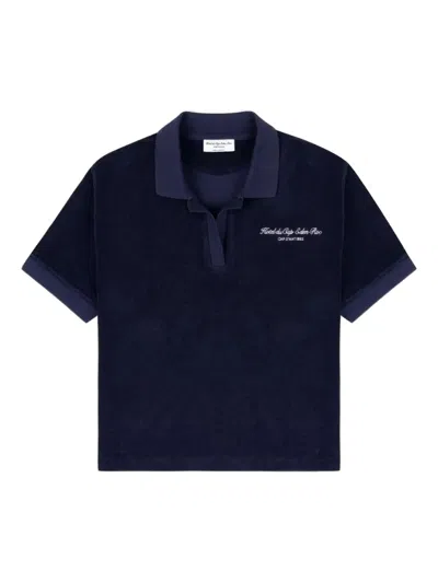 Sporty And Rich Terry-cloth Polo Shirt In Blue