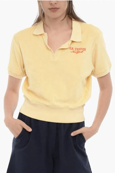 Sporty And Rich Terry-cotton Polo Shirt In Yellow