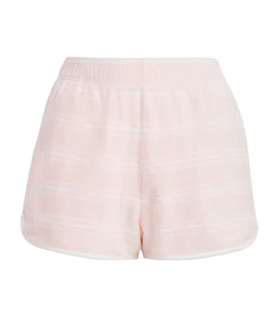 Sporty And Rich Terry Stripe Shorts In Pink