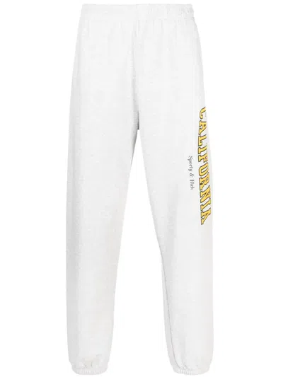 Sporty And Rich Text-print Cotton-blend Pants In Grey