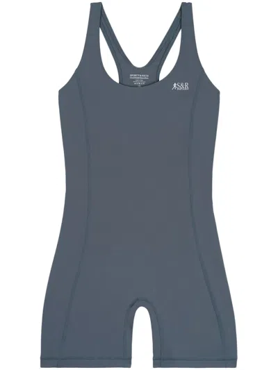 Sporty And Rich The Lea Action Leotard In Slate/white