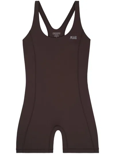 Sporty And Rich The Lea Action Unitard In Brown