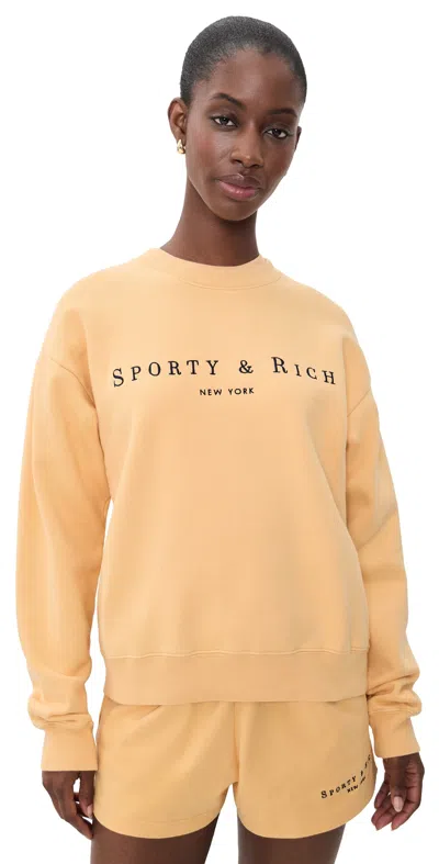 Sporty And Rich Title Embroidered Crew Neck Sweatshirt Limone Light Navy