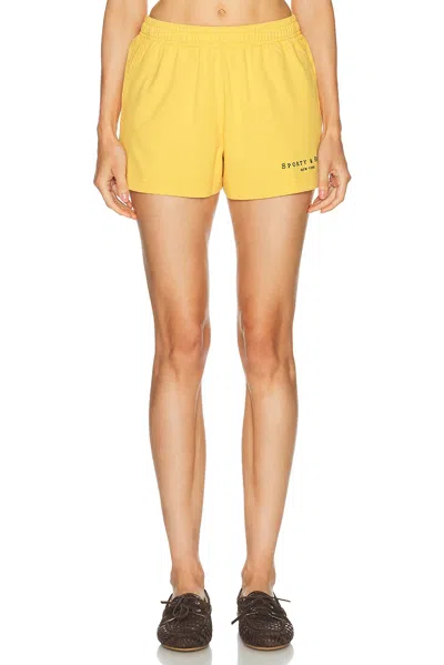 Sporty And Rich Title Embroidered Disco Short In Limone