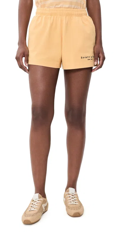Sporty And Rich Title Embroidered Disco Shorts Limone In Yellow