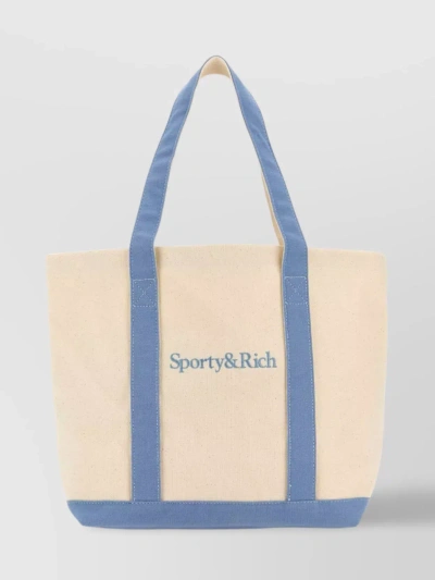 Sporty And Rich Top Handle Canvas Tote Bag In Blue