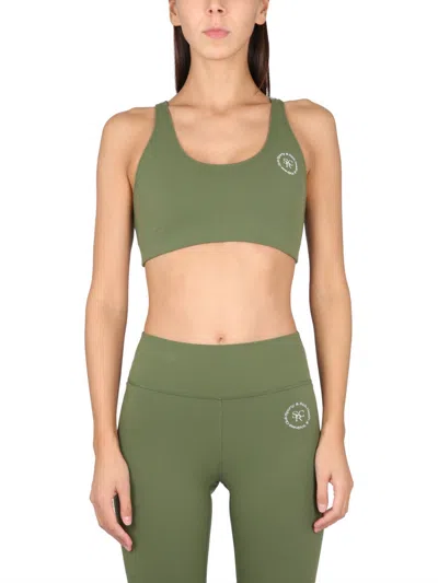 Sporty And Rich Sporty & Rich Logo Printed Sleeveless Sports Bra In Green