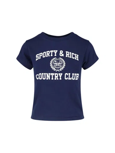 Sporty And Rich T-shirt "varsity Crest" In Blue