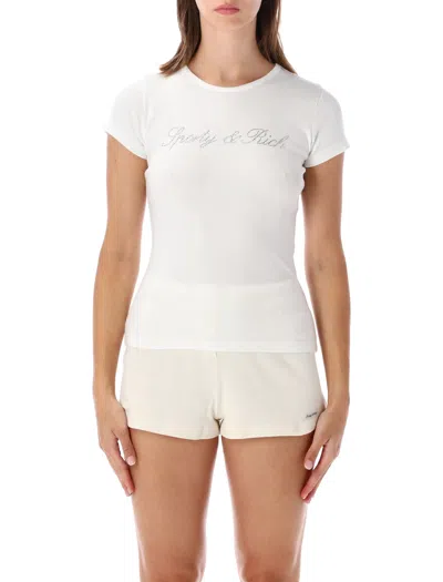 Sporty And Rich Sporty & Rich Women's Crystal Logo Fitted T-shirt In Multi