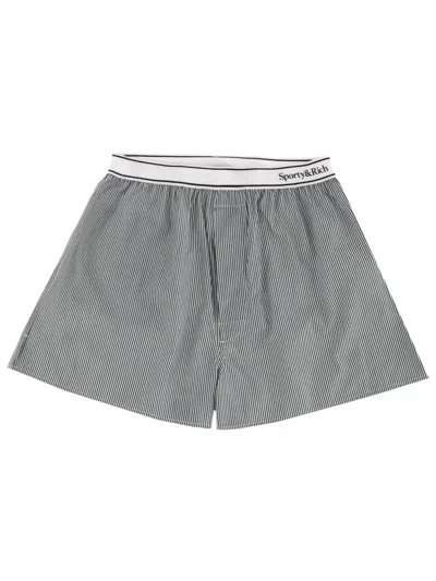 Sporty And Rich Sporty&rich Striped Logo Shorts In Green