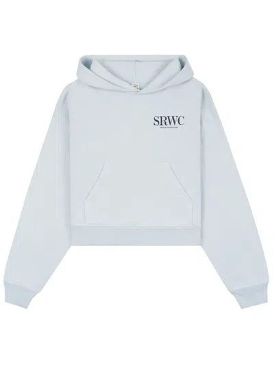 Sporty And Rich Upper East Side Cotton Hoodie In Blue