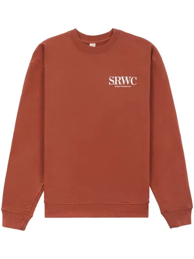 Sporty And Rich Upper East Side Logo-print Sweatshirt In Brick