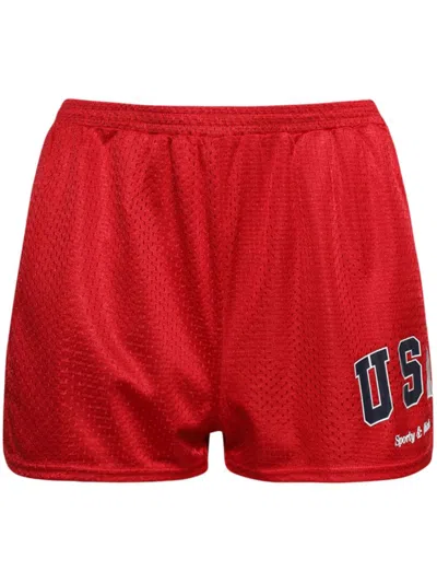 Sporty And Rich Usa Mesh Shorts In Red