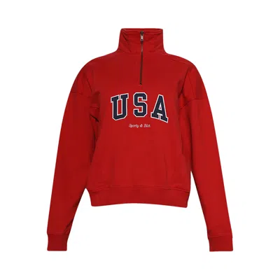 Pre-owned Sporty And Rich Sporty & Rich Usa Quarter Zip Jacket 'sports Red/navy/white'