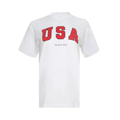 Pre-owned Sporty And Rich Sporty & Rich Usa T-shirt 'white/sports Red/navy'