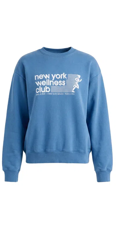 Sporty And Rich Usa Wellness Club Crewneck Sweatshirt Dusty Blue White In Multi
