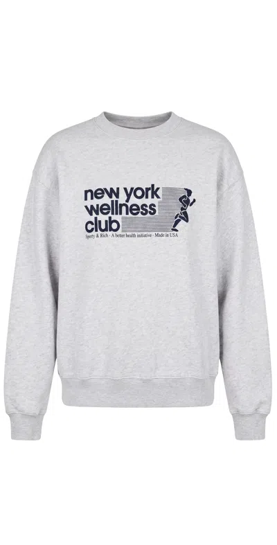 Sporty And Rich Usa Wellness Club Crewneck Sweatshirt Heather Grey Light Navy In Multi