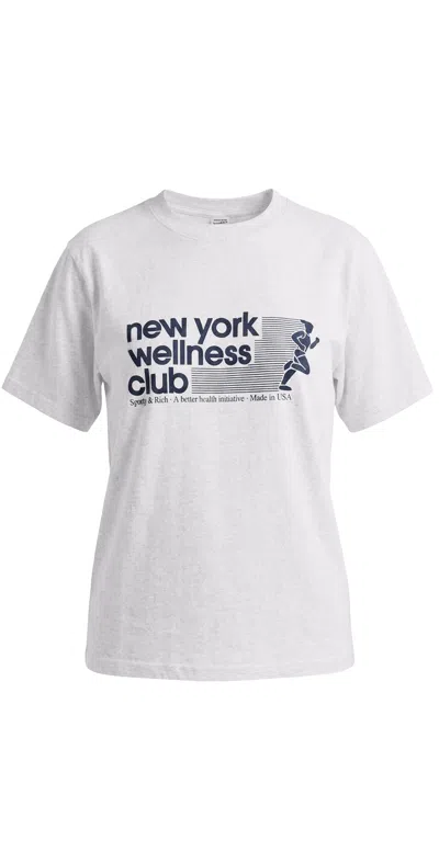 Sporty And Rich Usa Wellness Club Tshirt Heather Grey Light Navy In Animal Print