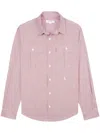 Sporty And Rich Utility Logo-embroidered Striped Shirt In Red