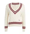 SPORTY AND RICH V-NECK CABLE-KNIT SWEATER