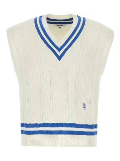 Sporty And Rich V-neck Cable-knit Vest In White