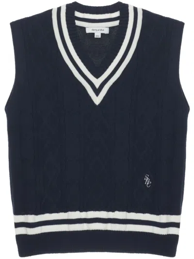 Sporty And Rich V-neck Knitted Vest In 蓝色
