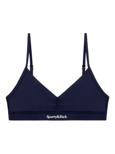 Sporty And Rich V-neck Performance Bra In Blue