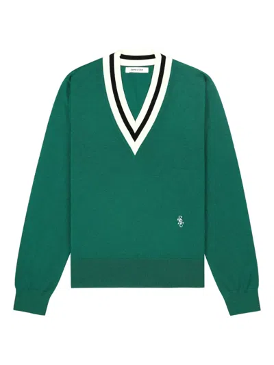 Sporty And Rich V-neck Sweater In Green