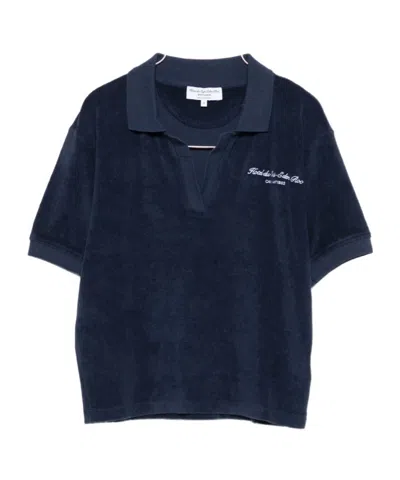 Sporty And Rich V-neck T-shirt In Blue
