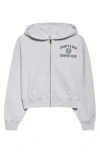 Sporty And Rich Womens Varsity Crest Crop Cotton-jersey Hoody Heather Gray In Light/pastel Grey