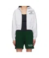 Sporty And Rich Womens Varsity Crest Crop Cotton-jersey Hoody Heather Gray In White