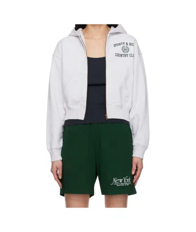 SPORTY AND RICH VARSITY CREST CROPPED ZIP HOODIE