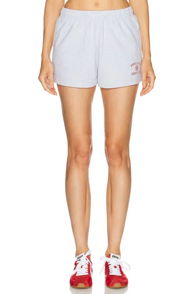 Sporty And Rich Varsity Crest Disco Short In Heather Gray