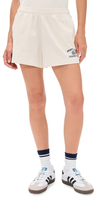 Sporty And Rich Varsity Crest Disco Shorts Ecru In White