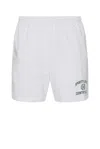 Sporty And Rich Varsity Crest Gym Short In Heather Grey