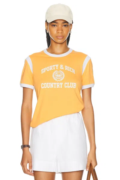 Sporty And Rich Varsity Crest Sports Cotton T-shirt In Orange