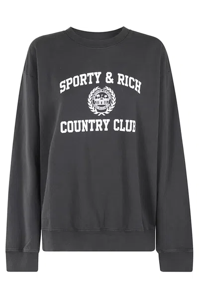 Sporty And Rich Varsity Crest Sweatshirt In Black