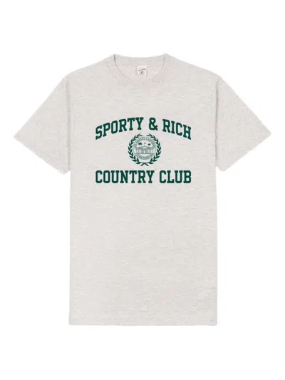 Sporty And Rich Varsity Crest T-shirt In Gray