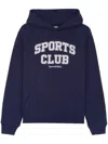 Sporty And Rich Varsity Logo-print Cotton Hoodie In Blau