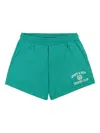 Sporty And Rich Varsity Logo-print Elasticed-waistband Shorts In Green