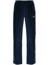 Sporty And Rich Velour Cotton Track Pants In Blue
