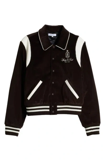 Sporty And Rich Sporty & Rich Vendome Corduroy Varsity Jacket In Chocolate
