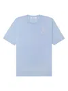 Sporty And Rich Vendôme Crest-embroidered Merino T-shirt In Blue