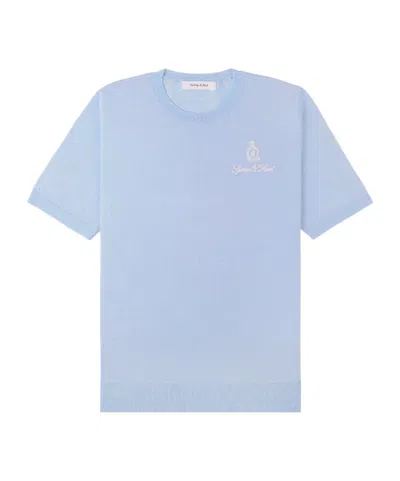 SPORTY AND RICH VENDÔME CREST-EMBROIDERED MERINO T-SHIRT