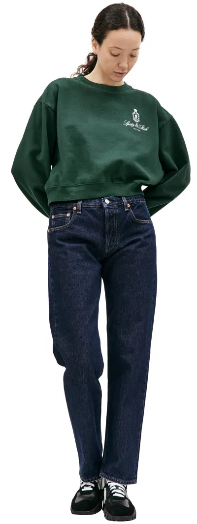 Sporty And Rich Vendome Cropped Cotton Sweatshirt In Forest