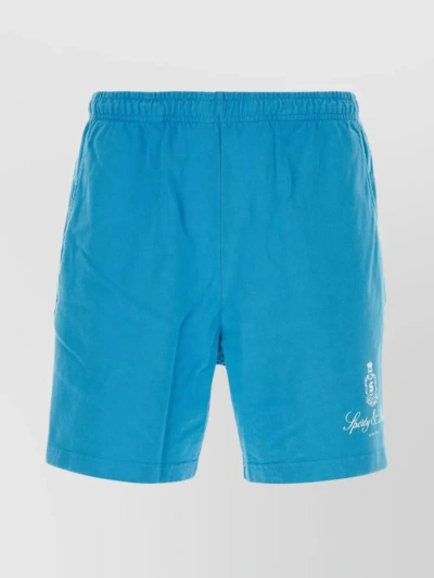 Sporty And Rich Sporty & Rich Logo Printed Elasticated Waistband Shorts In Blue