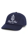 Sporty And Rich Sporty & Rich Vendome Embroidered Cotton Twill Baseball Cap