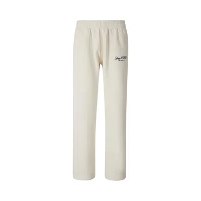 Pre-owned Sporty And Rich Sporty & Rich Vendome La Embroidered Wide Sweatpant 'ecru/navy' | White | Women's Size M