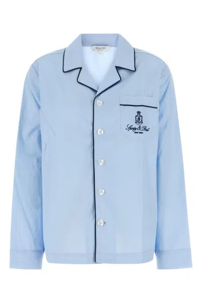 Sporty And Rich Sporty & Rich Vendome Logo Detailed Shirt In Blue